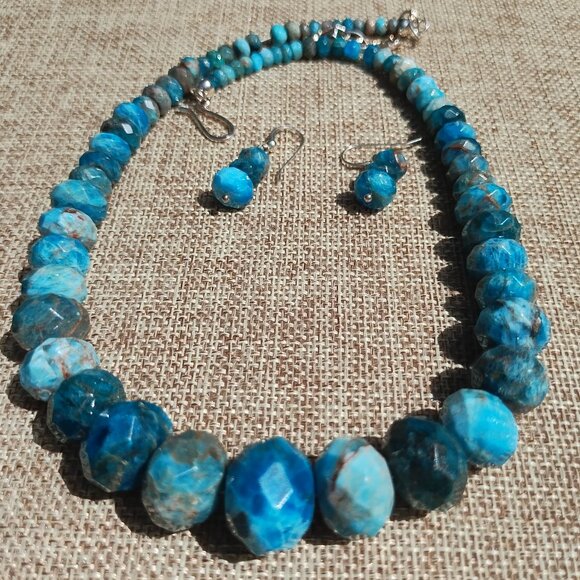 Jay King Mine Finds BLUE APATITE NECKLACE with EARRINGS NEW 925 Sterling Silver - Picture 4 of 5